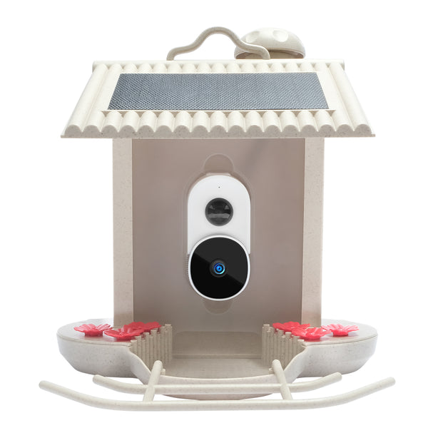 Bird feeder with camera and AI bird recognition for the garden - With built-in solar cell