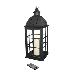 Lanterna con grande luce a batteria e con telecomando - Nera e realizzata in metallo