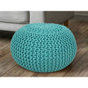 Pouf diametro 55 cm sgabello in maglia (verde menta) - Pouf/cuscino da pavimento - Aspetto a maglia grossa altezza extra alta 37 cm