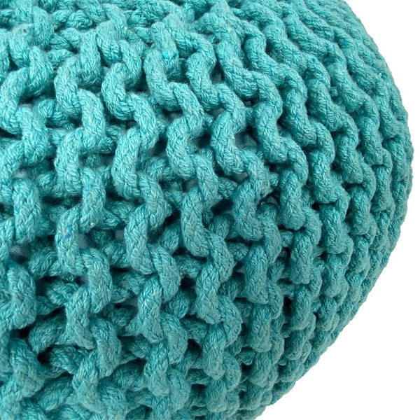 Pouf diametro 55 cm sgabello in maglia (verde menta) - Pouf/cuscino da pavimento - Aspetto a maglia grossa altezza extra alta 37 cm