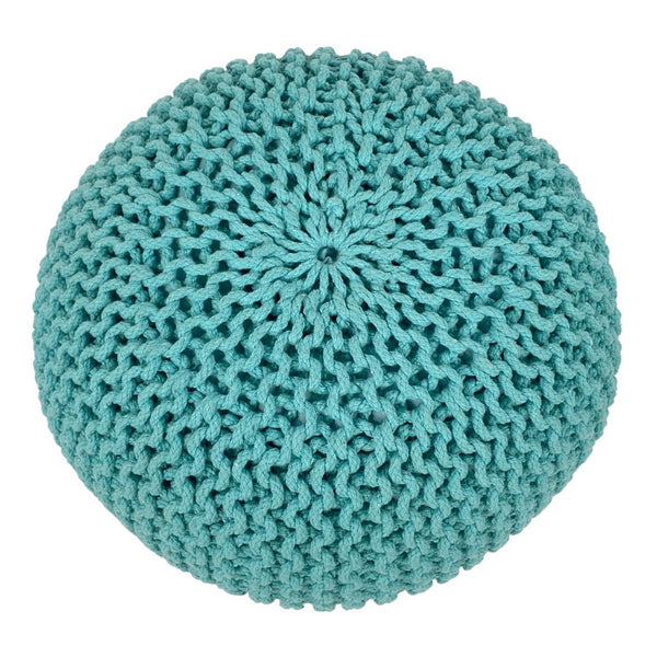 Pouf diametro 55 cm sgabello in maglia (verde menta) - Pouf/cuscino da pavimento - Aspetto a maglia grossa altezza extra alta 37 cm