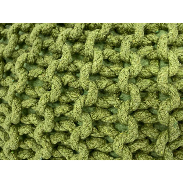 Pouf con diametro 55 cm (verde erba) - Sgabello/cuscino da pavimento in maglia - Aspetto a maglia grossa, altezza extra 37 cm