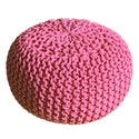 Puf med diameter 55 cm (pink) - Strik skammel/gulvpude - Groft strik look ekstra høj højde 37 cm