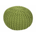 Pouf con diametro 55 cm (verde erba) - Sgabello/cuscino da pavimento in maglia - Aspetto a maglia grossa, altezza extra 37 cm