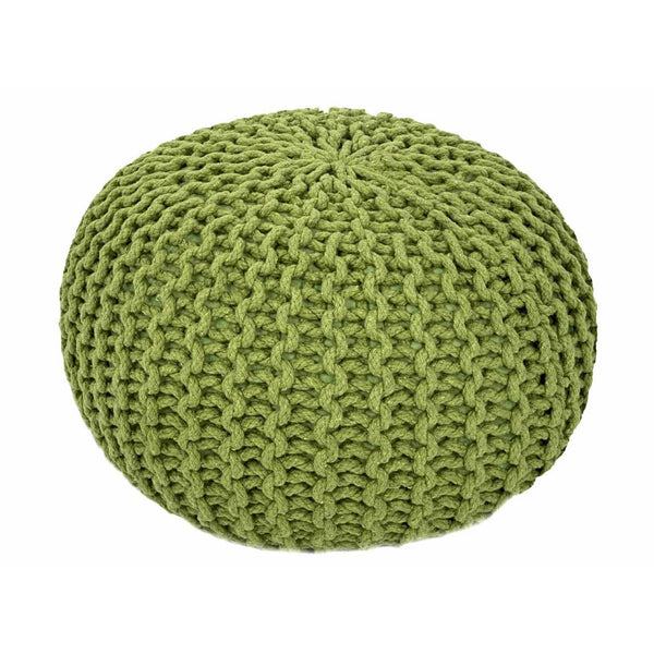 Pouf con diametro 55 cm (verde erba) - Sgabello/cuscino da pavimento in maglia - Aspetto a maglia grossa, altezza extra 37 cm