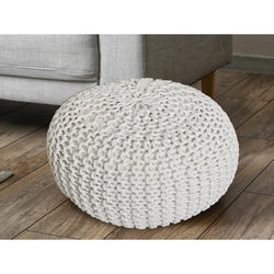 Pouf con diametro 55 cm (grigio) - Sgabello/cuscino da terra in maglia - Effetto maglia grossa, altezza extra 37 cm