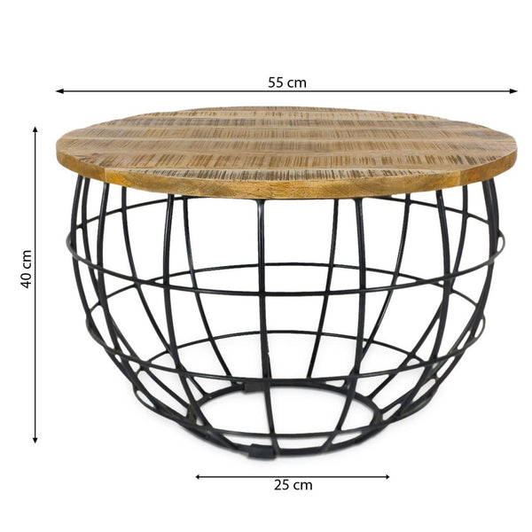 Tavolino da caffè sostenibile tavolino rotondo Lexington ø 55 cm struttura in metallo massiccio