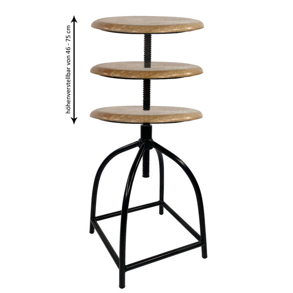 Swivel stool/bar stool - Height-adjustable model Liverpool made of solid wood and metal frame