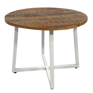 Tavolino - Tavolo da salotto rotondo 60 cm - Tavolino Cannes struttura in metallo nero, bianco o argento antico