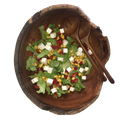 Servizio da insalata in legno di Teak - composto da ciotola ca. 30 cm di diametro e 10 cm di altezza e posate per insalata