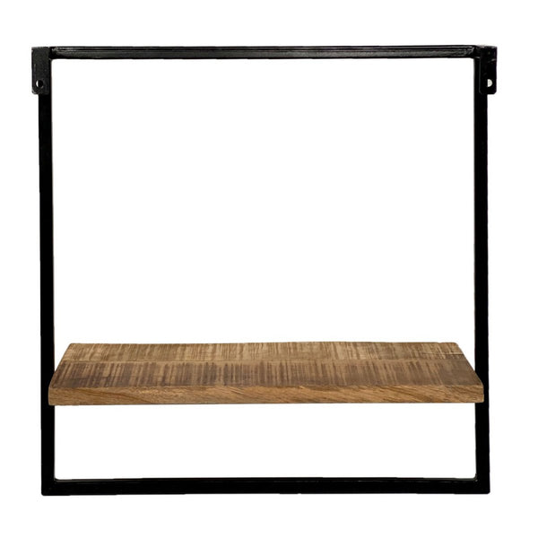 Mensola sospesa - mensola a muro - libreria - Struttura Dock in metallo nero - Misure 50x50x25 cm