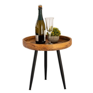 Tavolino rotondo in legno diametro 40 o 50 cm. Tavolino tavolo da salotto Vancouver piedini in metallo nero opaco