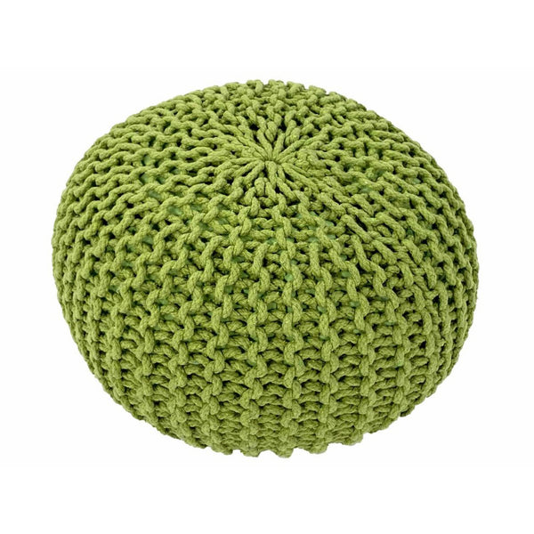 Pouf con diametro 55 cm (verde erba) - Sgabello/cuscino da pavimento in maglia - Aspetto a maglia grossa, altezza extra 37 cm